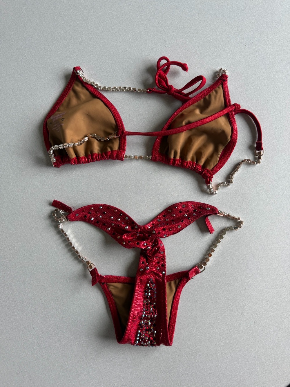 Red Toxic Angelz Competition Suit XS bottom, XL top (but fits most) - Picture 2 of 9